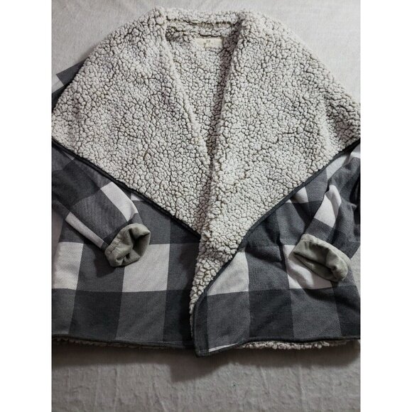 Thread & Supply Womens Buffalo Check Sherpa Lined Open Cardigan Jacket Size M - Picture 8 of 12